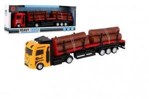 Auto kamion s návěsem plast 30cm na setrvačník na bat. se světlem se zvukem 2 barvy
