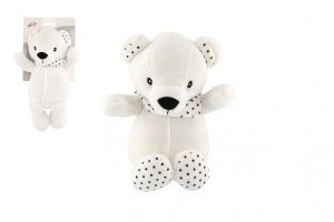 Medvěd/Medvídek sedící se šátkem plyš 20cm na kartě v sáčku 0+