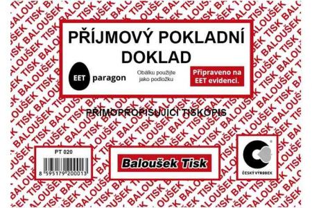 Příjmový pokladní doklad A6 přímopropisující / PT020 / Baloušek tisk
