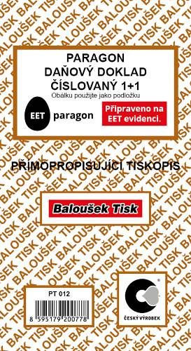 Paragon - daňový doklad číslovaný 1+1přímopropisující / PT012 / Baloušek