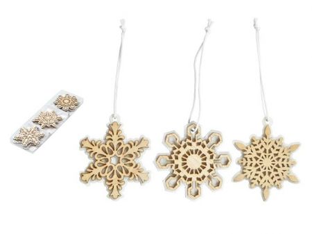 Vločky závěs dřevo 6ks 5,5cm mix motivů
