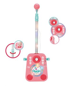 Hudební box s mikrofonem růžový 19x8,5x92 cm