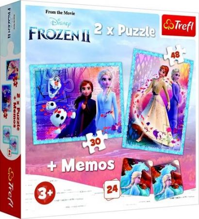 Puzzle + pexeso 2v1 - Záhadná země Ledové království 2