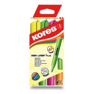 Zvýrazňovač Kores High Liner Plus sada 4 barev