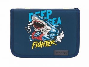 Penál "Deep Sea Fighter", světle modrá-tmavě modrá, 2 klopy, PULSE 122013