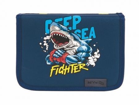 Penál "Deep Sea Fighter", světle modrá-tmavě modrá, 2 klopy, PULSE 122013
