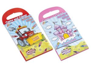 Omalovánky s aktivitami 2 druhy s pastelkami