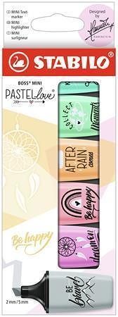 Zvýrazňovače "Boss Mini Pastellove", sada, 6 barev, 2-5 mm, STABILO 07/06-29