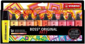 Zvýrazňovače "BOSS original Arty", 10 ks, teplé odstíny, 2-5 mm, STABILO 70/10-1-20