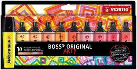Zvýrazňovače "BOSS original Arty", 10 ks, teplé odstíny, 2-5 mm, STABILO 70/10-1-20