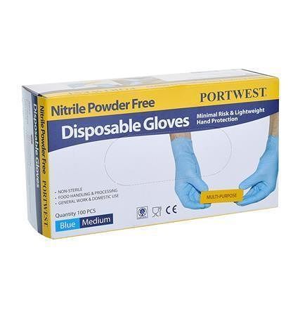 Ochranné rukavice, modrá, jednorázové, nitrilové, vel. S, 100 ks, nepudrované, A925BLUS
