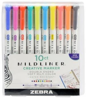 Sada zvýrazňovačů "Mildliner Highlighter", 10 barev, 1,4 - 4 mm, oboustranný, ZEBRA 8501