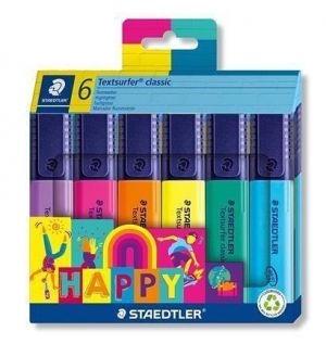 Zvýrazňovače "Textsurfer classic 364 C Happy", 6 barev, sada, 1-5 mm, STAEDTLER 364 C6 HA