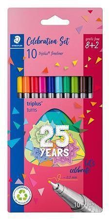 Linery "Triplus334", 10 barev, sada, 0,3 mm, STAEDTLER 334 BK10 TA