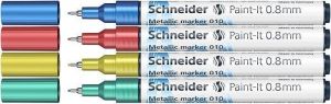 Akrylový popisovač "Paint-It 010", 4 různé kovové barvy sada, 0,8 mm, SCHNEIDER ML1011502