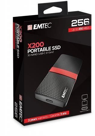 SSD (externí paměť) "X200", 256GB, USB 3.2, 420/450 MB/s, EMTEC ECSSD256GX200