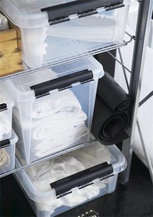 Úložný box "Classic 24", průhledný, plast, 21 l, černé úchytky, SMARTSTORE 3494070