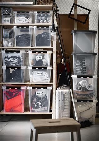 Úložný box "Classic 16", průhledný, plast, 25 l, černé úchytky, SMARTSTORE 3493070