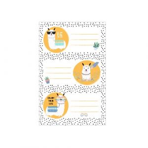 Etikety na sešit, motiv 3, lama, 3ks