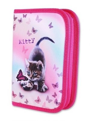 Školní penál PRÁZDNÝ 1-klopa Kitty