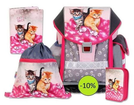 Školní aktovkový set ERGO ONE Cats & Mice 4-dílný