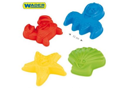 WADER Formičky na písek 12cm 4ks v síťce