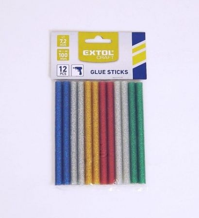 Tyčinky tavné mix barev se třpytkami 7,2x100mm/12ks