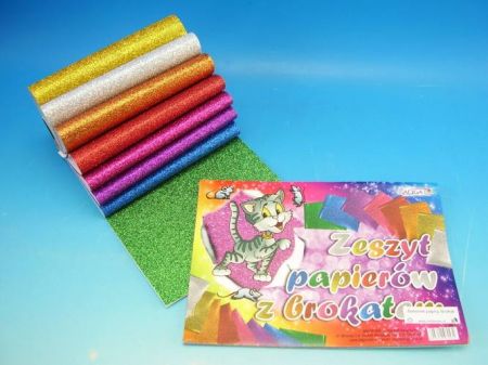 Blok barevných papírů A5 Brokát 8ks