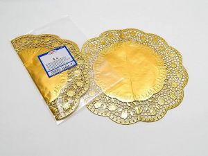 Krajka dekorativní kulatá 30cm, zlatá/ 4ks/