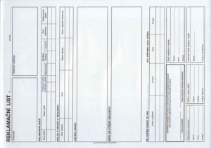 List reklamační A4, propis., /PT195/