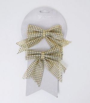 Mašle jutová s lesklým zdobením 13cm , 2ks /2001/