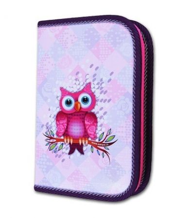 Školní penál NAPLNĚNÝ 1-klopa Sova