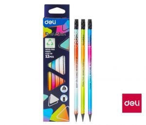 Tužka HB s gumou trojhranná ENOVATION DELI EC020-HB mix