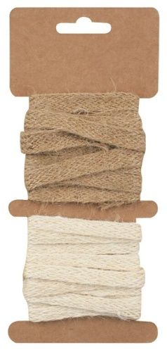 Stuha jutová hnědá a krémová š. 1 cm 2x2 / 2846