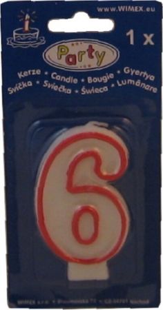 Svíčka "6" dortová 75mm