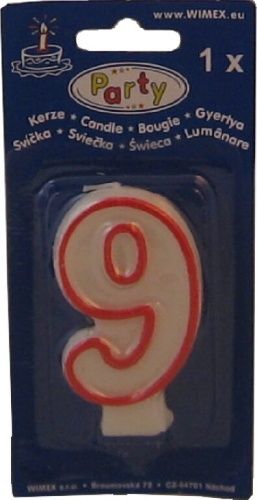 Svíčka "9" dortová 75mm