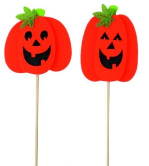 Zápich Dýně filc. rozesmátá 7cm+špejle / 5883