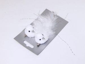 Ptáček plyšový bílý na klipu 2 ks, 14 cm / 18046