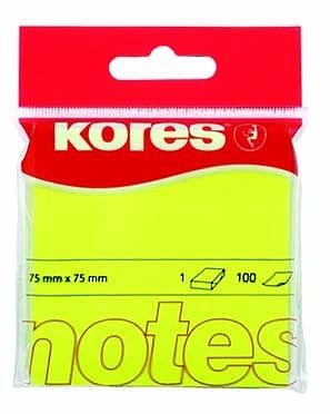 KORES Samolepicí bločky 75x75 / 100 lístků v bločku - žluté