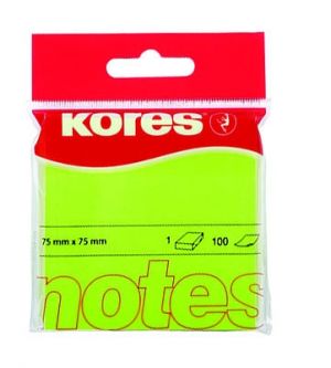 KORES Samolepicí bločky 75x75 / 100 lístků v bločku - zelené 