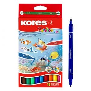 KORES Dětské fixy KORELLO, 2v1 ( tenký a silný hrot), 10 barev