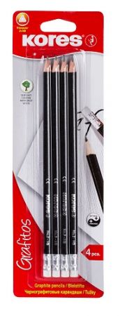 KORES Trojhranná obyč. tužka, 2 = HB, bílá pryž