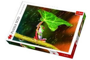 Puzzle Žába s listem 500 dílků 48x34cm v krabici 40x27x4,5cm