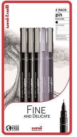 Sada popisovačů "Fine and Delicate", 3 barvy, 3 různé šířky čar, UNI PIN 2UPIN796
