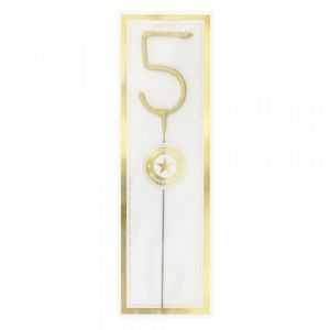 Prskavka - číslice 5, zlatá 6,5cm
