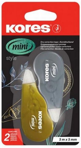 KORES Korekční strojek 84122 MINI Roller 5 m x 5,5 mm, 2 kusy, mix metalických barev