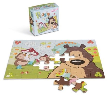 Puzzle Medvěd Grizzly & Ježek 30 dílků