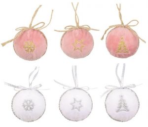 Dekorace vánoční k zavěšení plyšová - koule 5cm mix
