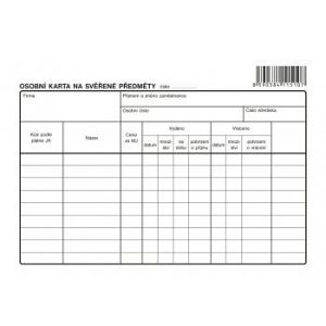 Osobní karta na svěřené předměty A5