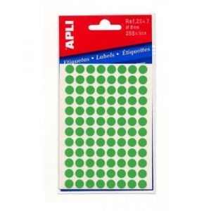 Etikety ve tvaru  kolečka, 8 mm, 288 ks, zelené